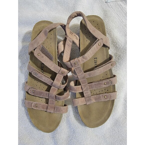Taos Size 9 Women's Spirit Tan Leather Strappy Comfort Sandals Mint Condition - Picture 1 of 9